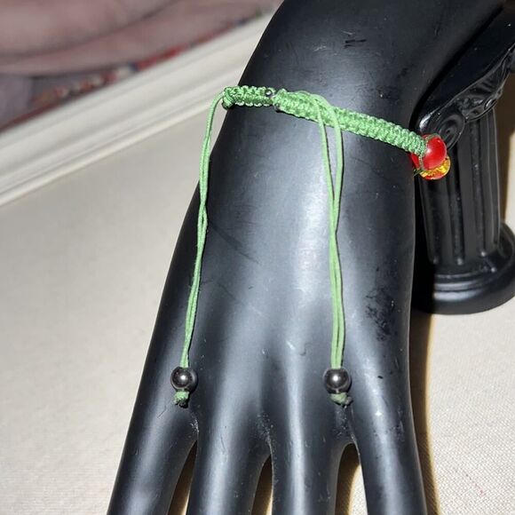 Shakra 7 bead braided bracelet with army green nylon cord adj NWOT - Picture 2 of 3